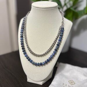 Rebecca Silver Multi Strand Necklace Blue Dumortierite